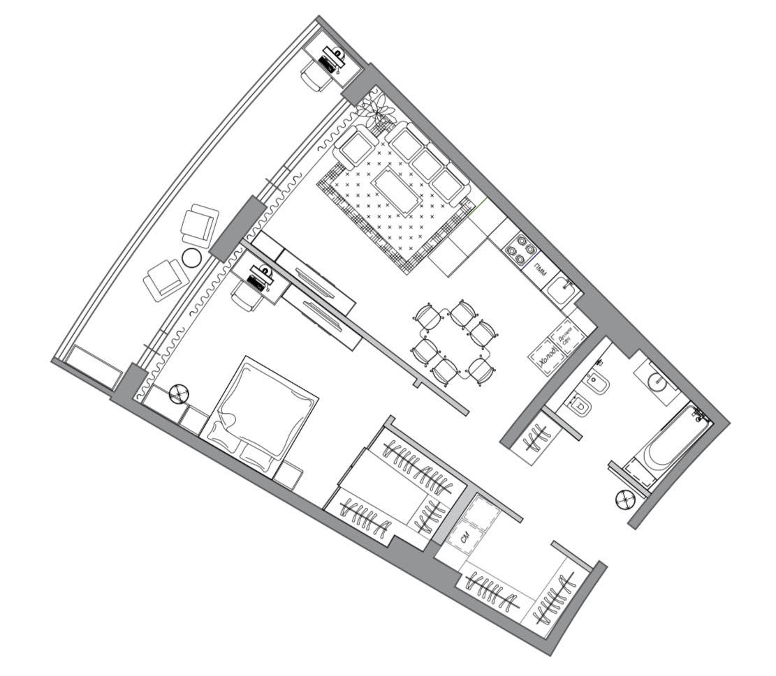 Планировка: Апартаменты · 84,5 м²
