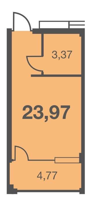 Планировка: Студия · 23,97 м²
