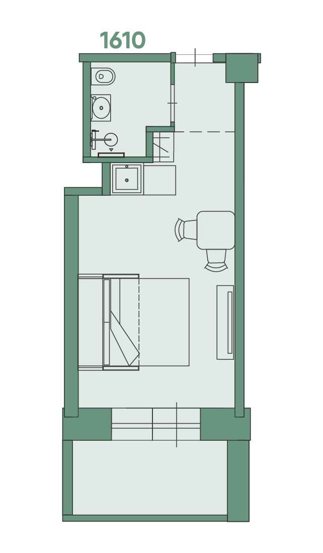 Планировка: Студия · 21,9 м²