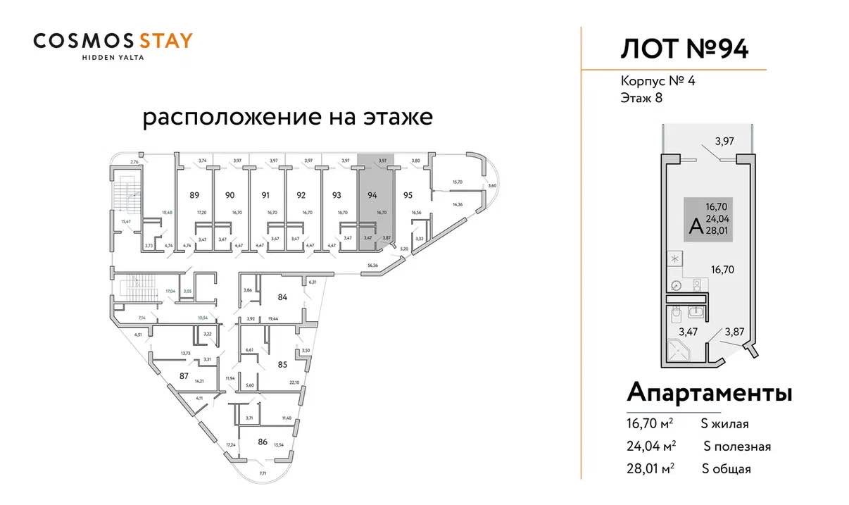 Планировка: 1-комнатная · 28,01 м²
