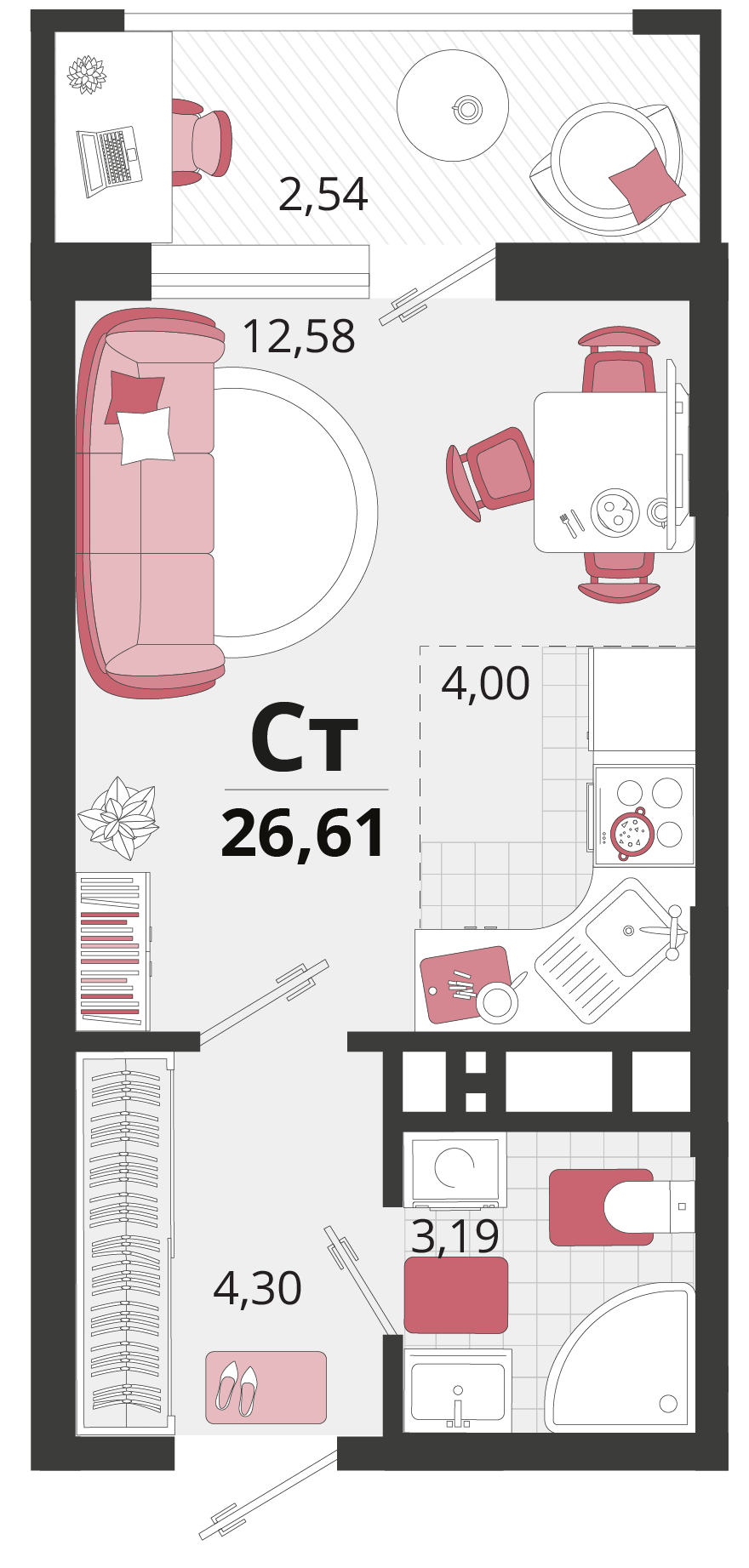 Планировка: Лот · 26,61 м²