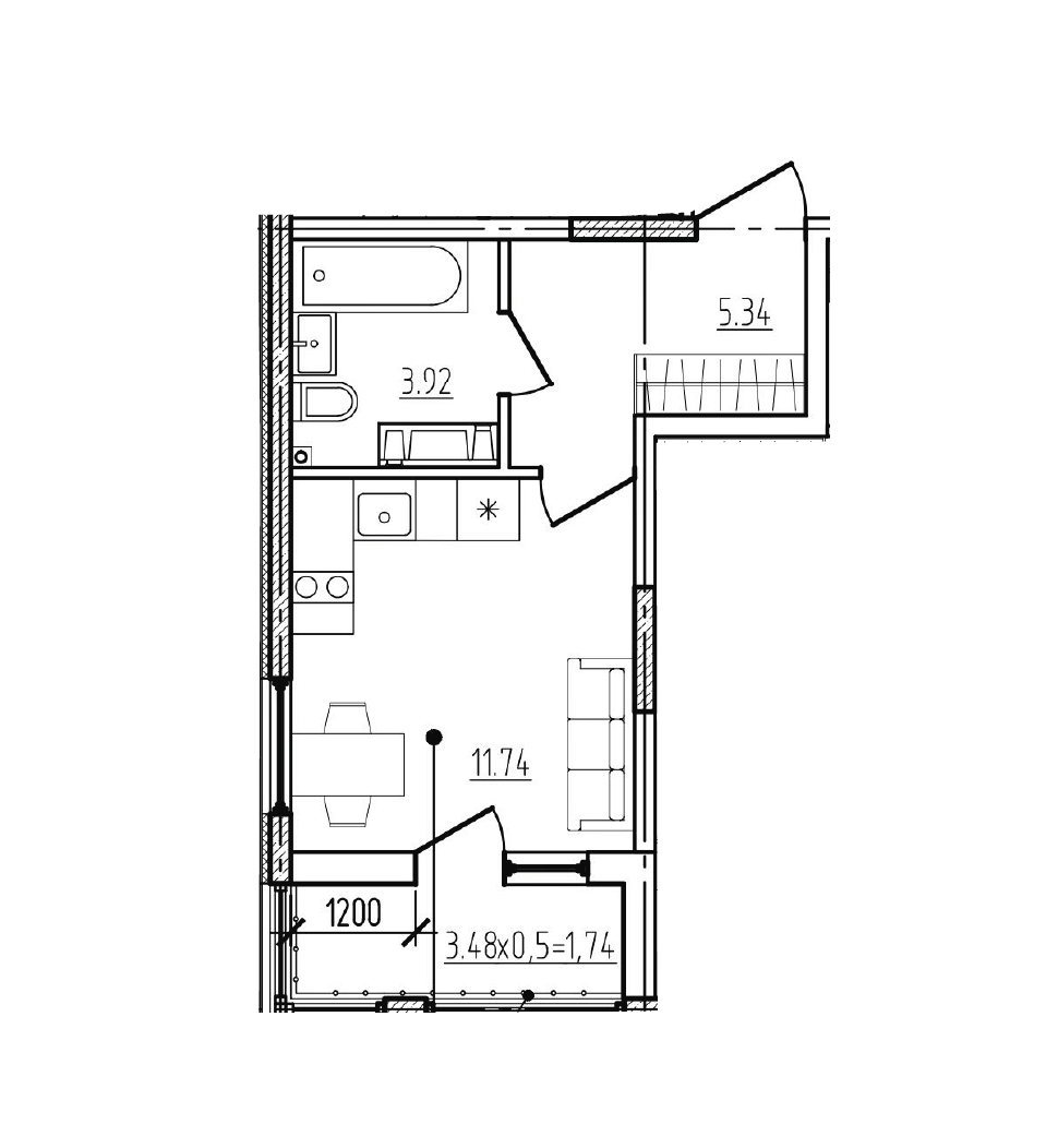 Планировка: Лот · 22,74 м²