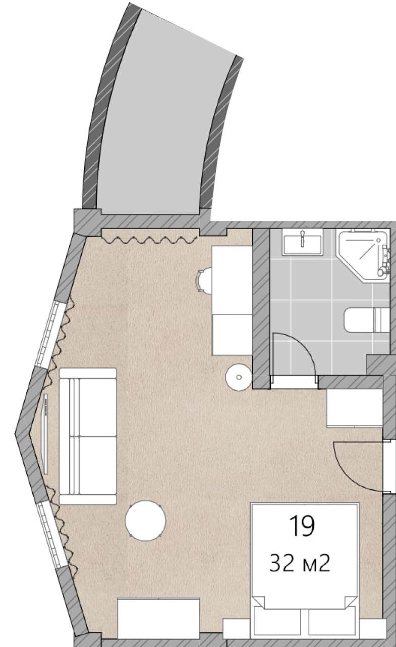 Планировка: Студия · 32 м²