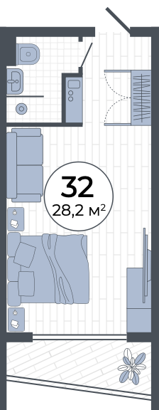 Планировка: Студия · 28,2 м²