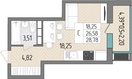 Планировка: Лот · 28,78 м²