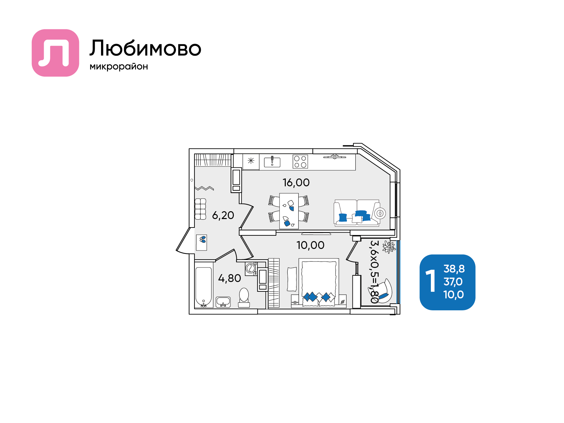 Планировка: Лот · 38,8 м²