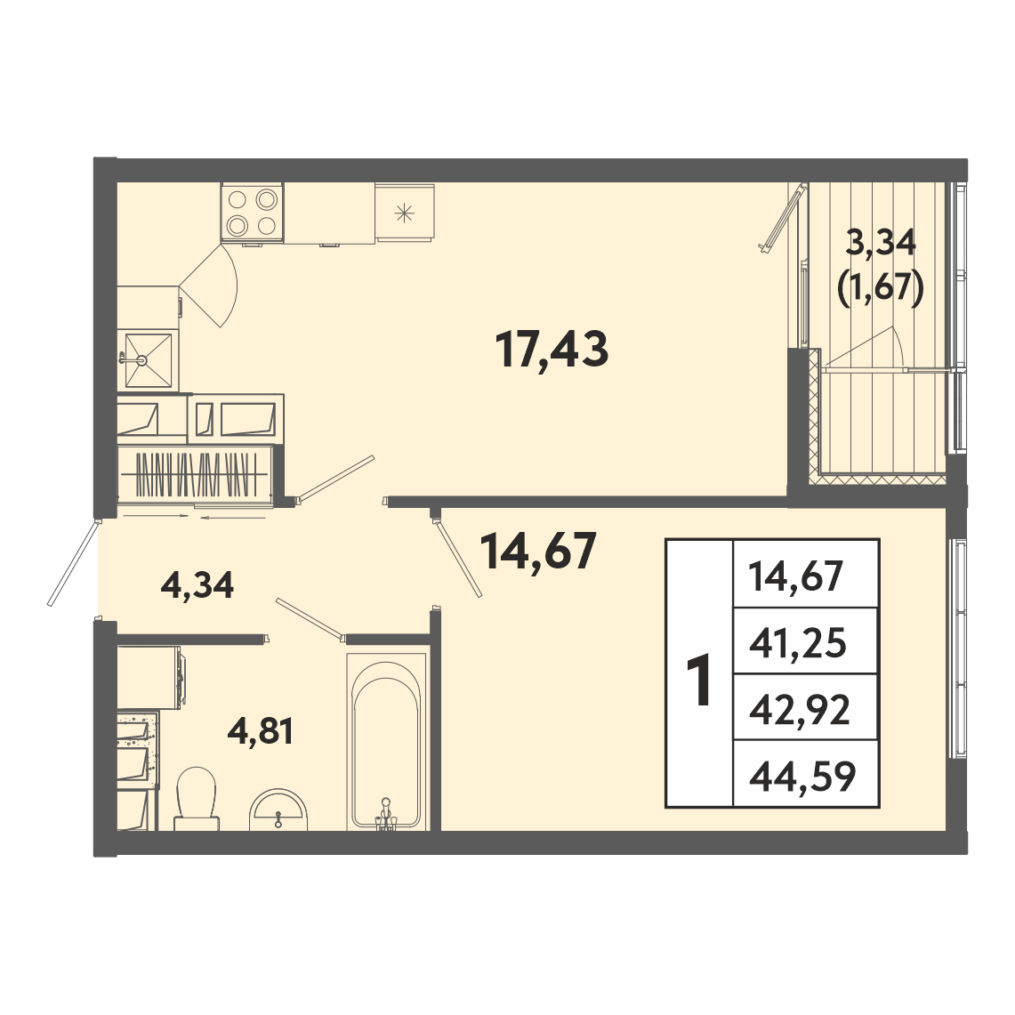 Планировка: Лот · 42,92 м²