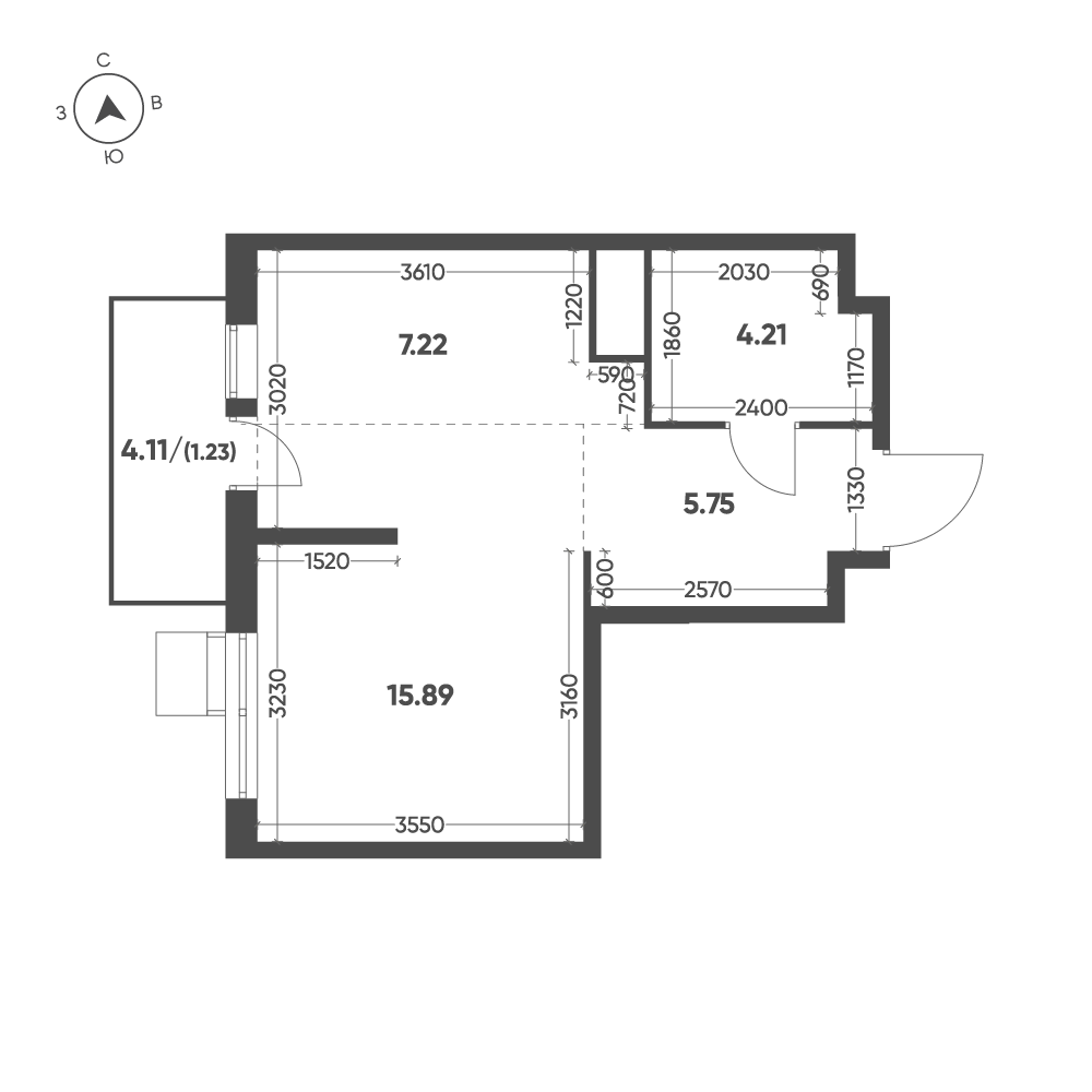 Планировка: Студия · 34,3 м²