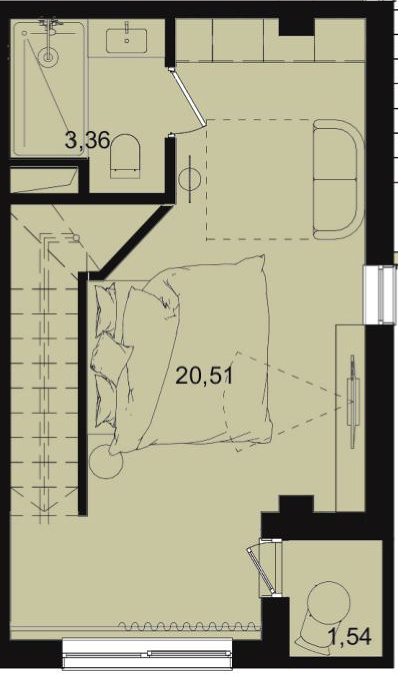 Планировка: 2-комнатная · 57,4 м²