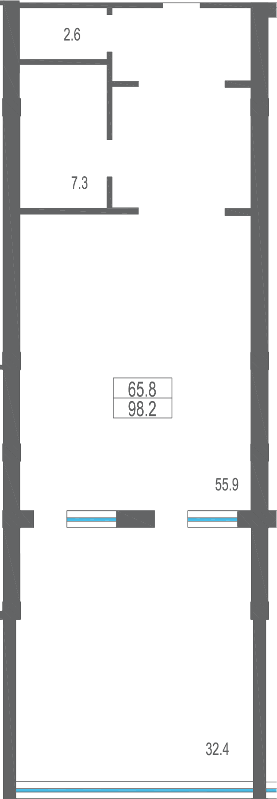 Планировка: 1-комнатная · 98,2 м²