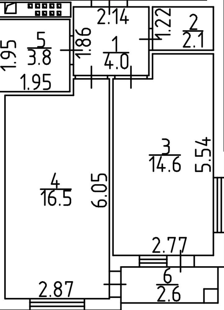 Планировка: 1-комнатная · 43,6 м²
