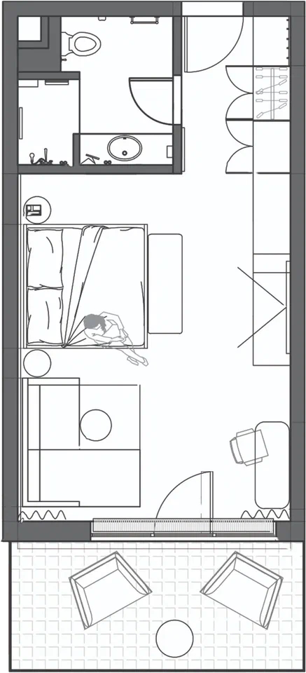 Планировка: Студия · 33,8 м²