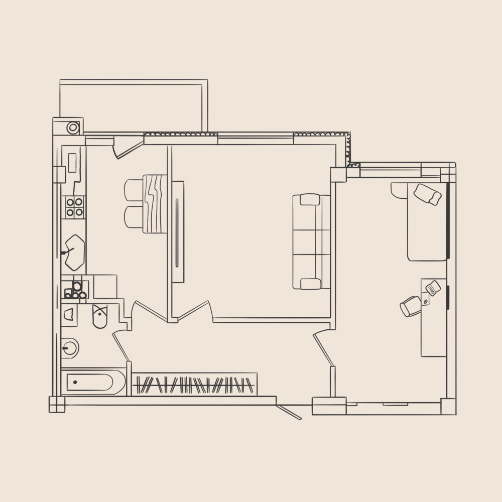 Планировка: 2-комнатная · 61,9 м²