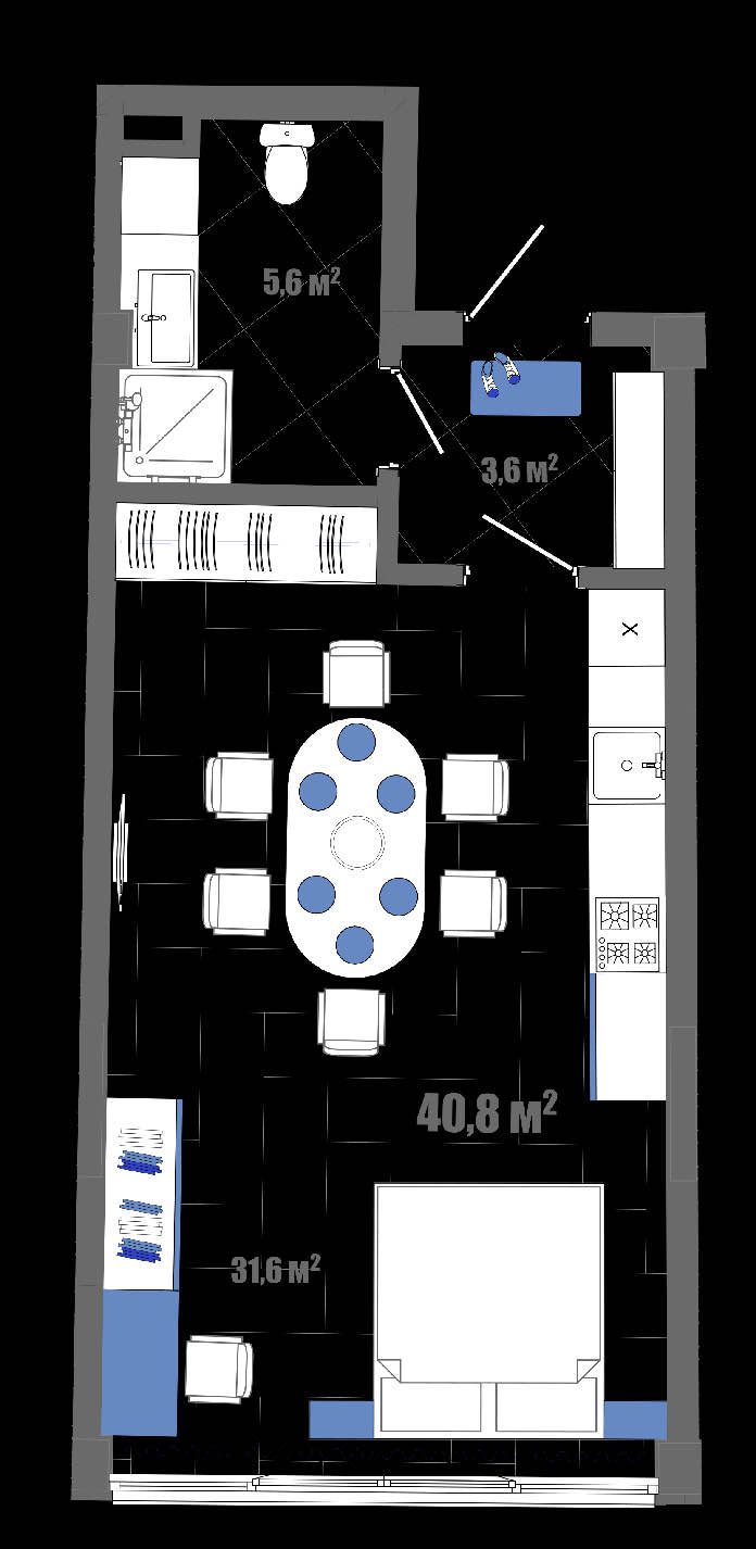 Планировка: Студия · 40,8 м²