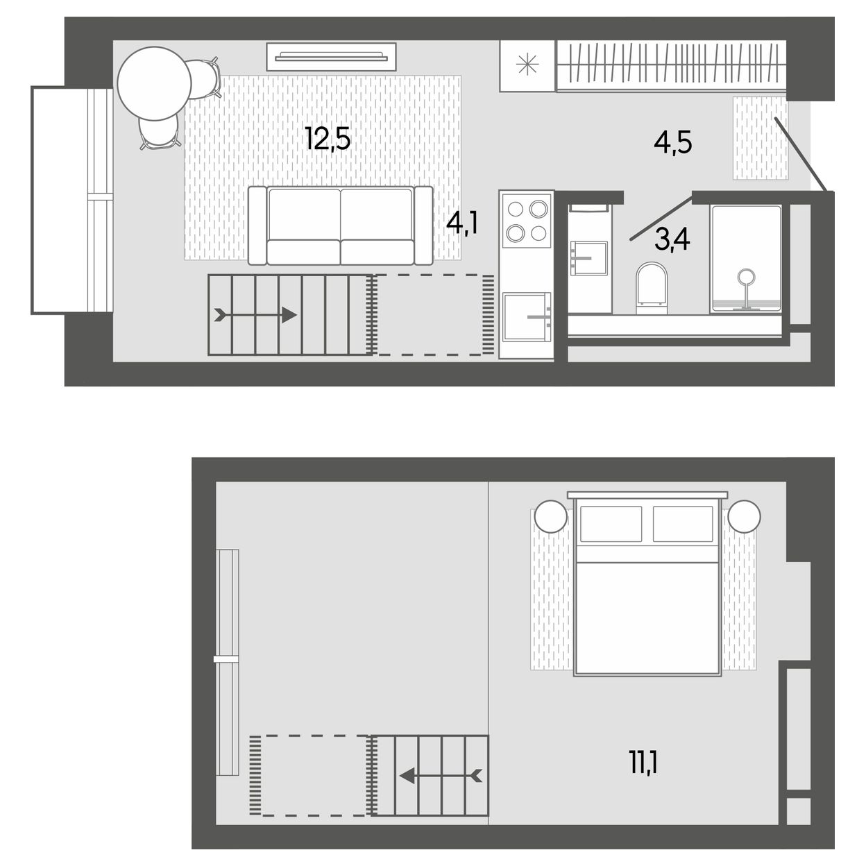 Планировка: Апартаменты · 35,76 м²