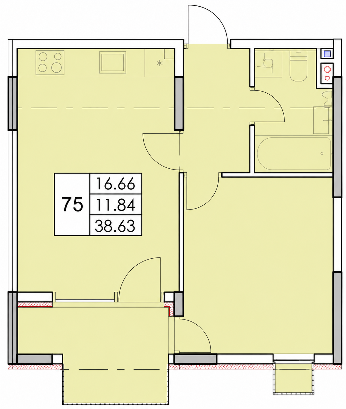 Планировка: Студия · 38,62 м²