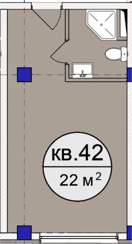 Планировка: Апартаменты · 22,2 м²
