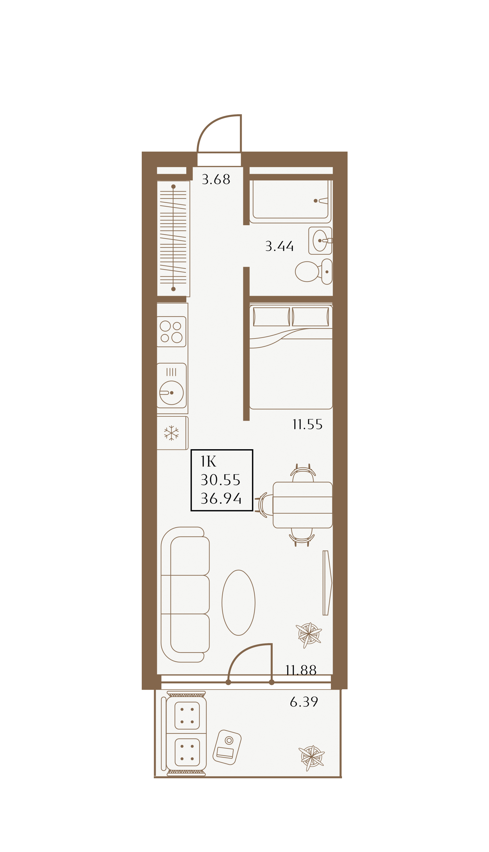 Планировка: Лот · 36,94 м²