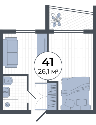 Планировка: Студия · 26,1 м²