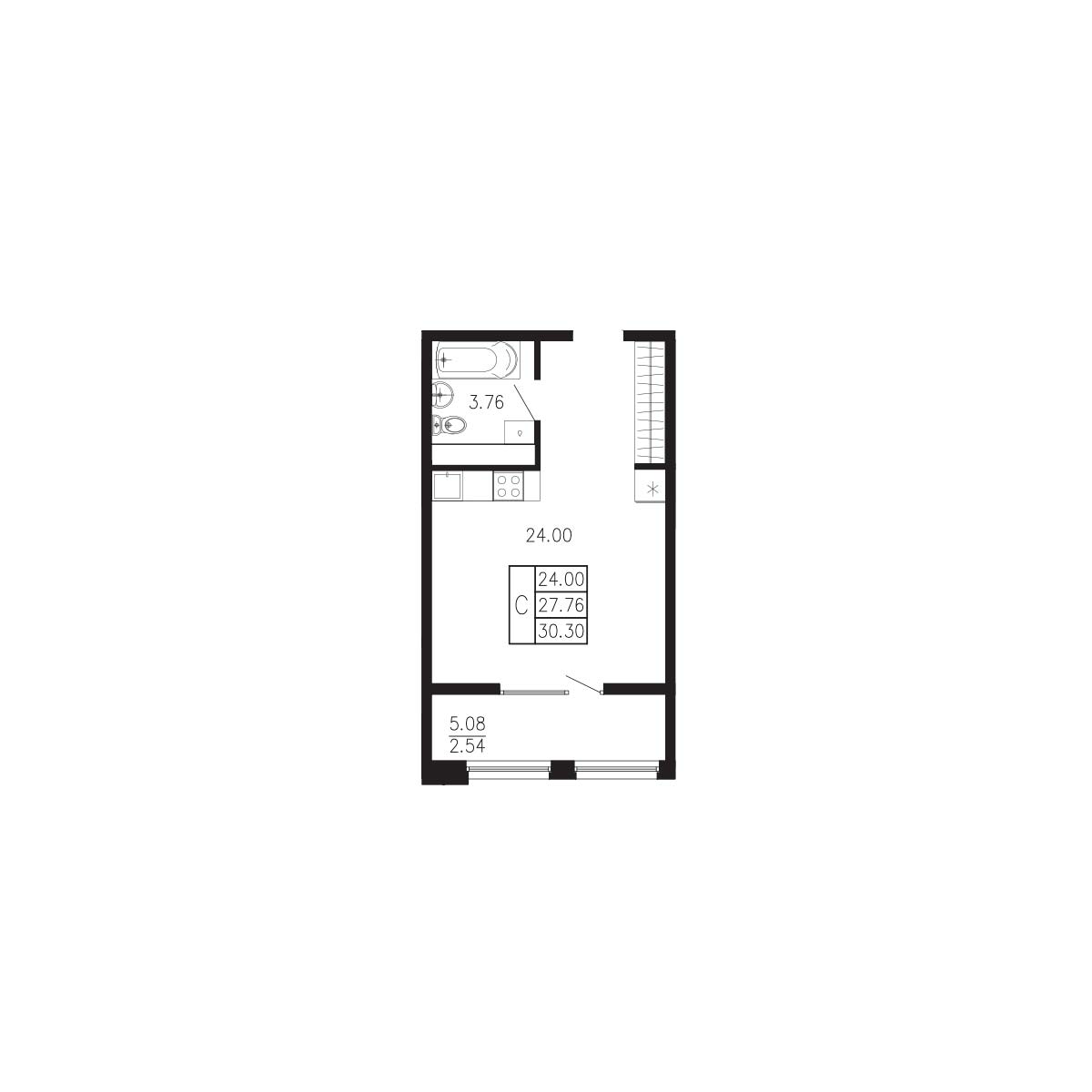 Планировка: Студия · 30,3 м²