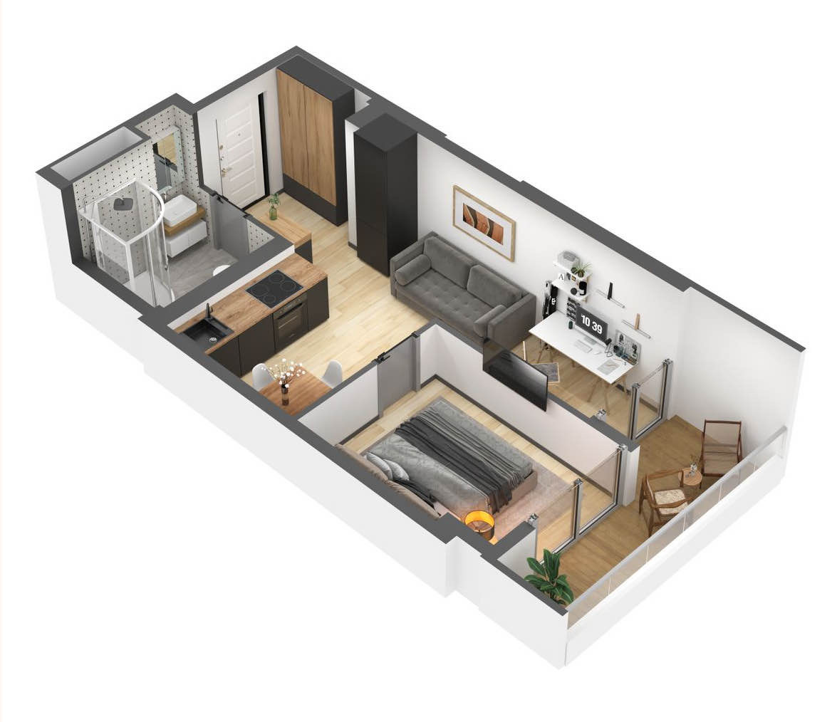 Планировка: 1-комнатная · 36,9 м²
