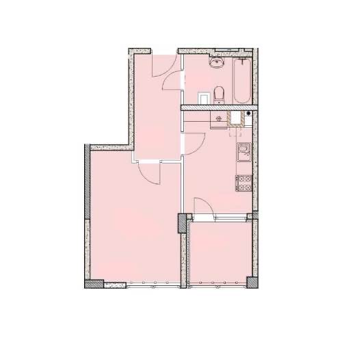 Планировка: 1-комнатная · 38 м²