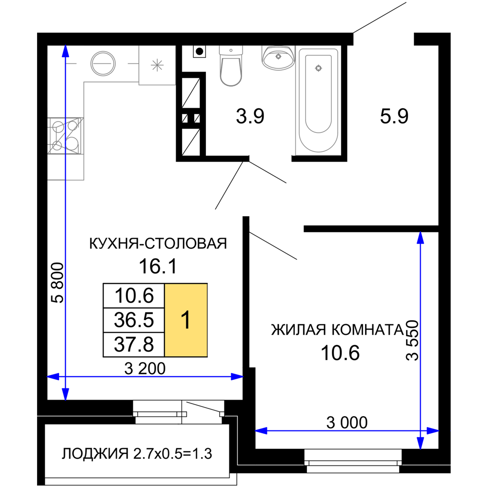 Планировка: Лот · 38,8 м²