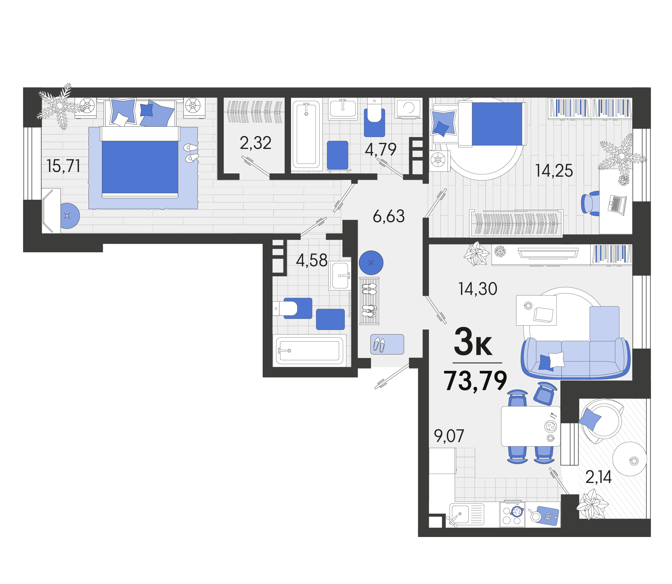 Планировка: Лот · 73,8 м²
