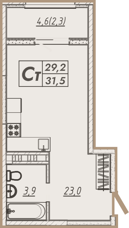 Планировка: Лот · 31,5 м²