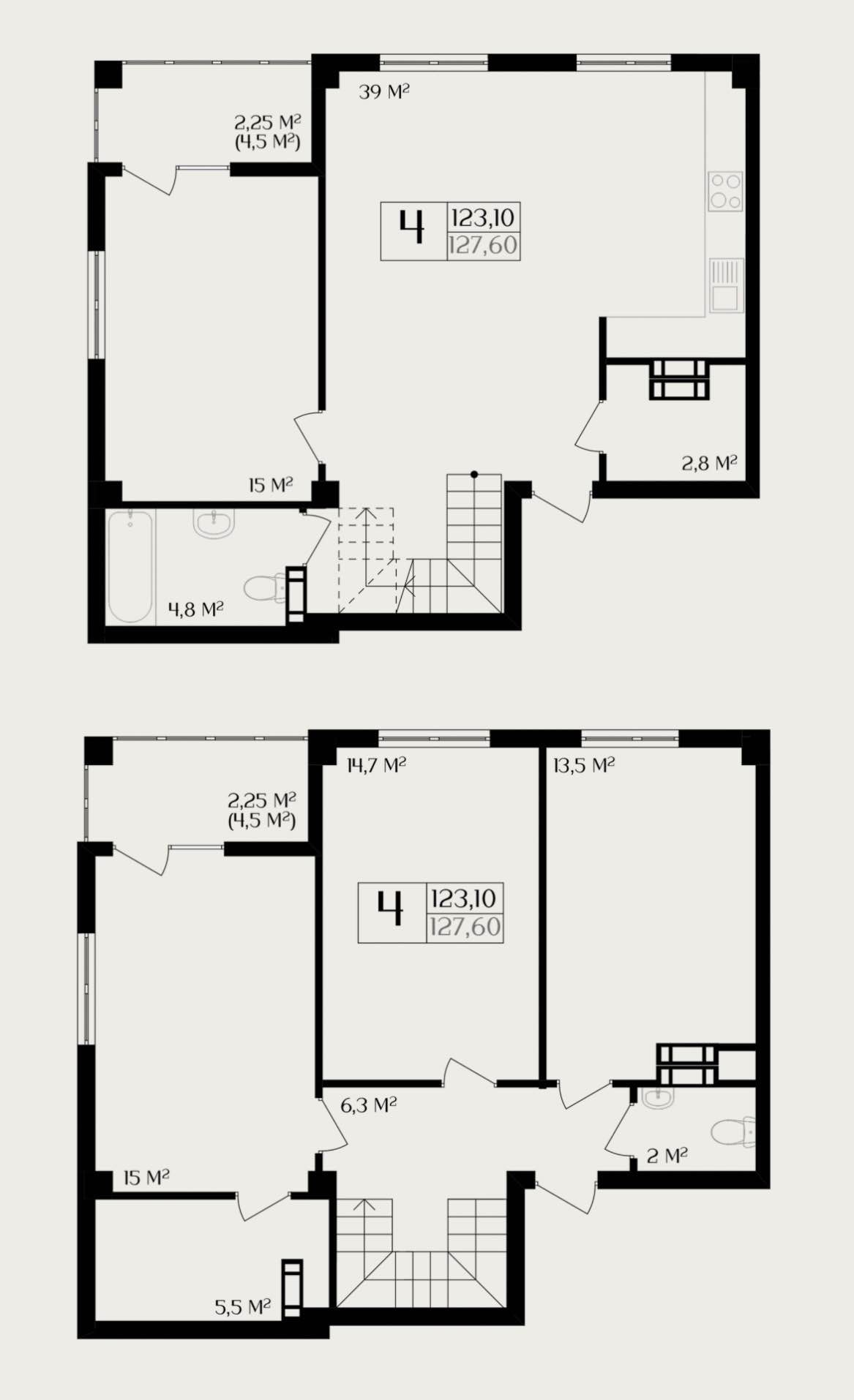 Планировка: 4+ комнаты · 123,1 м²