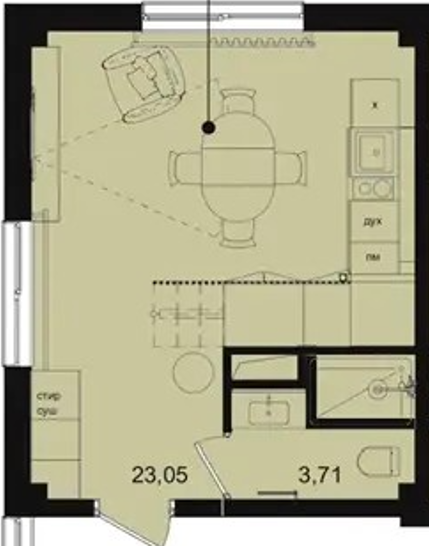Планировка: 1-комнатная · 49 м²