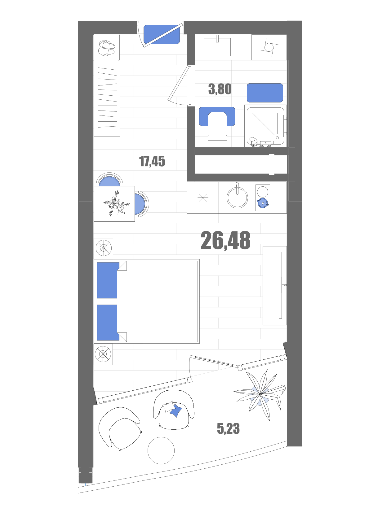 Планировка: Студия · 26,48 м²