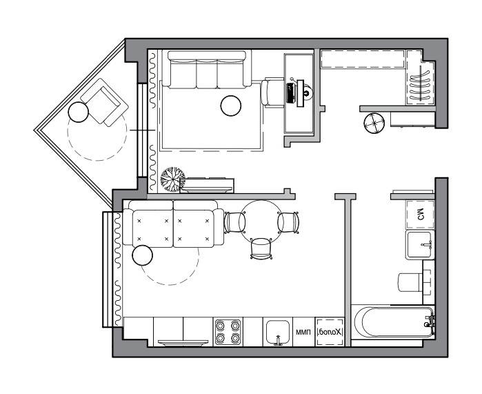 Планировка: Студия · 39,4 м²