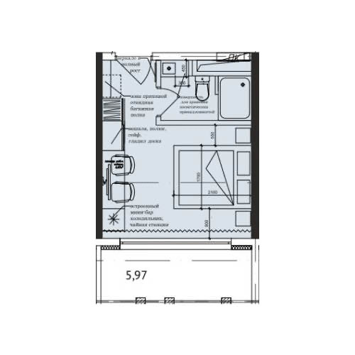 Планировка: Апартаменты · 24,7 м²