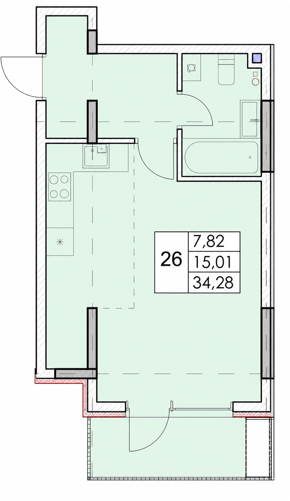 Планировка: Лот · 34,28 м²