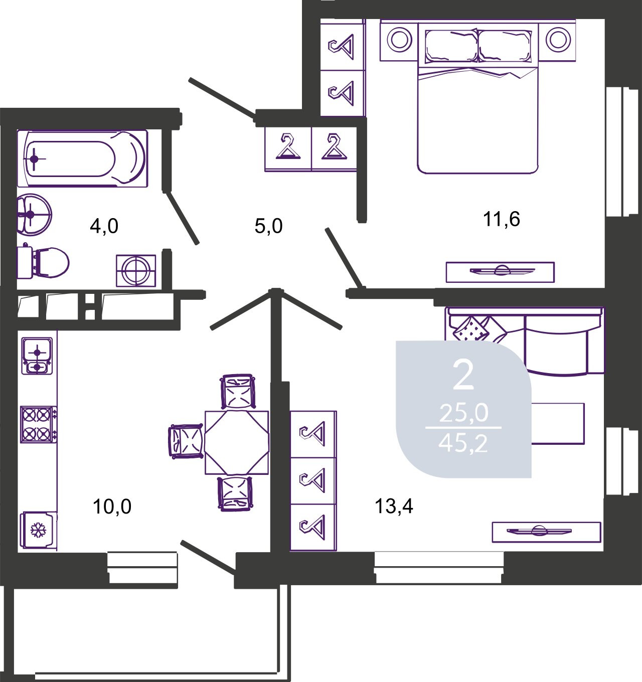Планировка: Лот · 45,1 м²