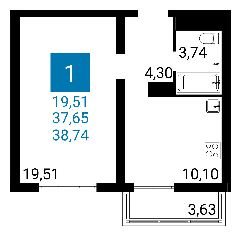 Планировка: Лот · 37,65 м²