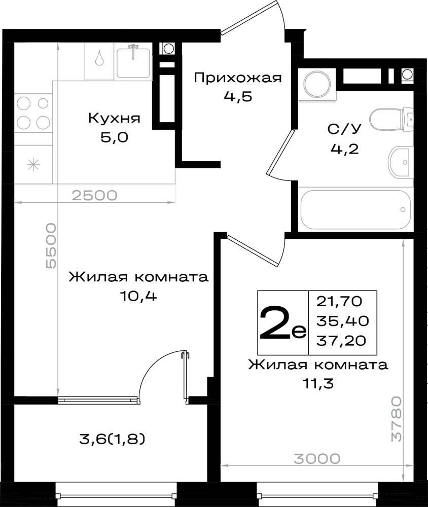 Планировка: Студия · 23,4 м²