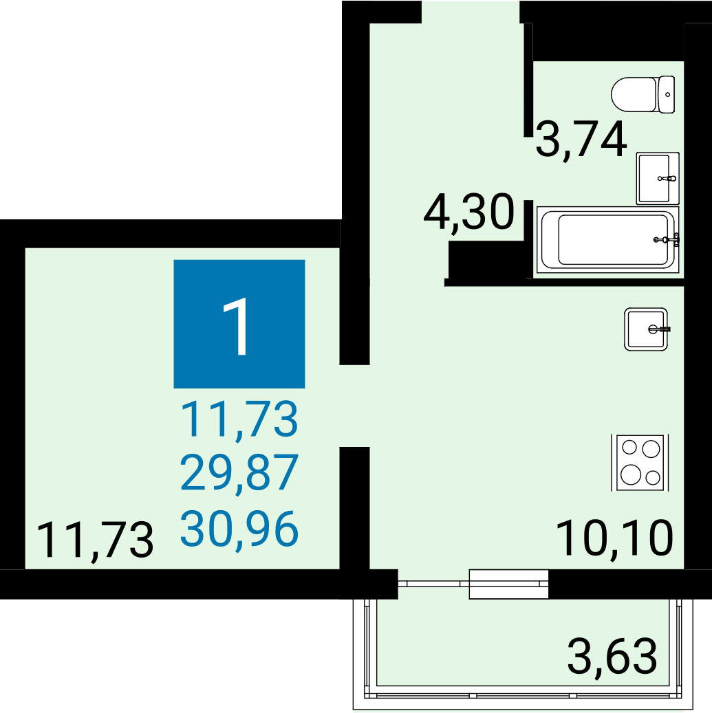 Планировка: Лот · 29,87 м²
