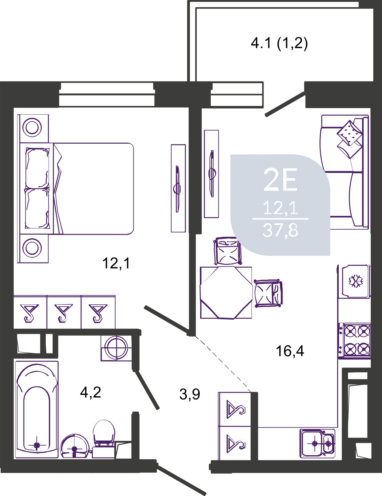 Планировка: Лот · 37,8 м²