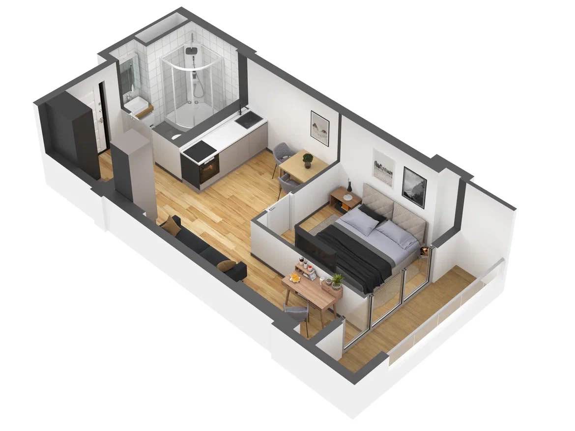 Планировка: 1-комнатная · 36,5 м²