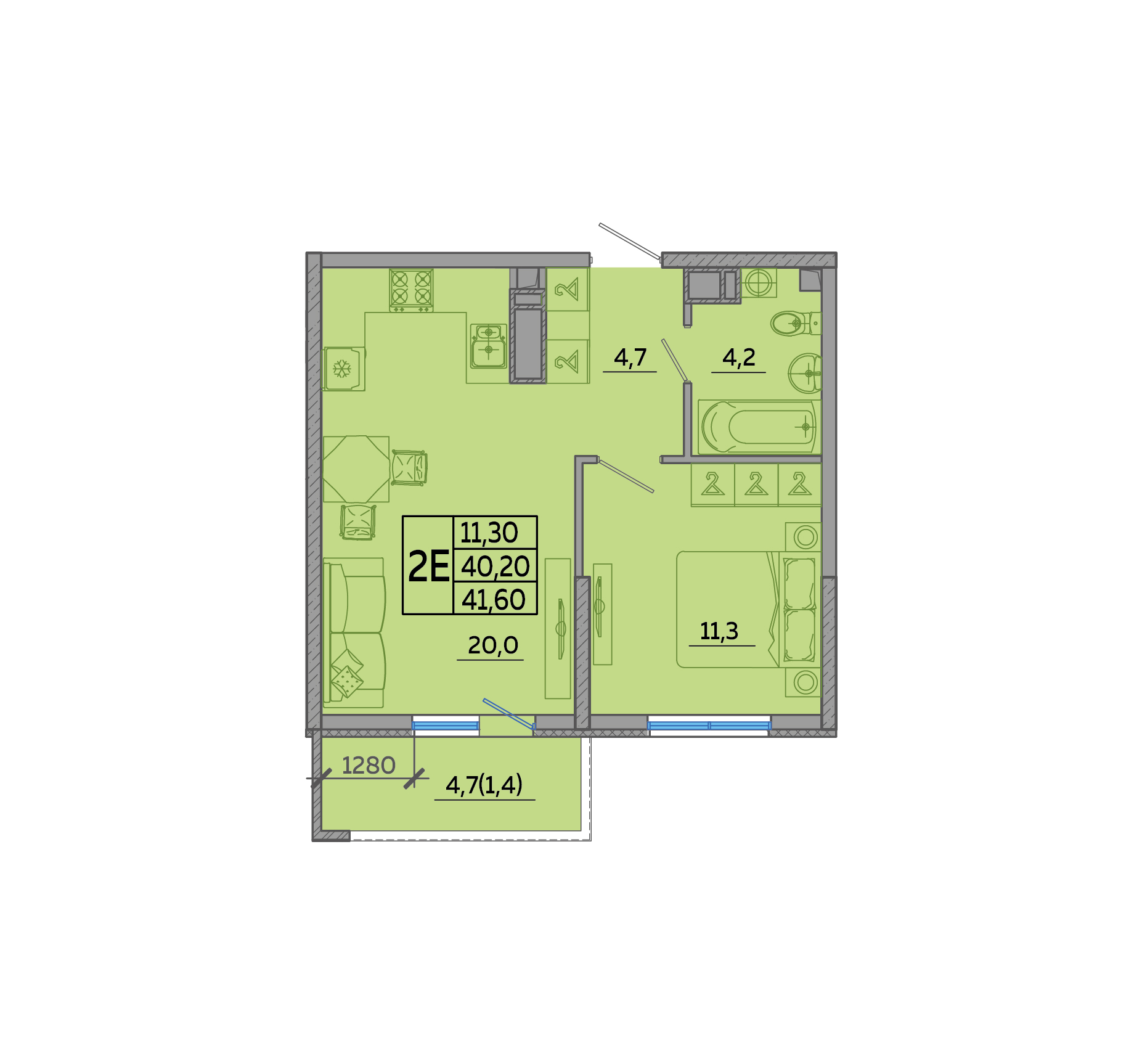 Планировка: Лот · 42,11 м²