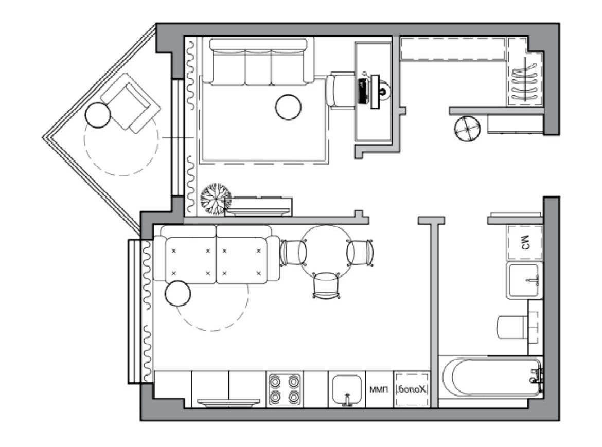 Планировка: Апартаменты · 39,8 м²