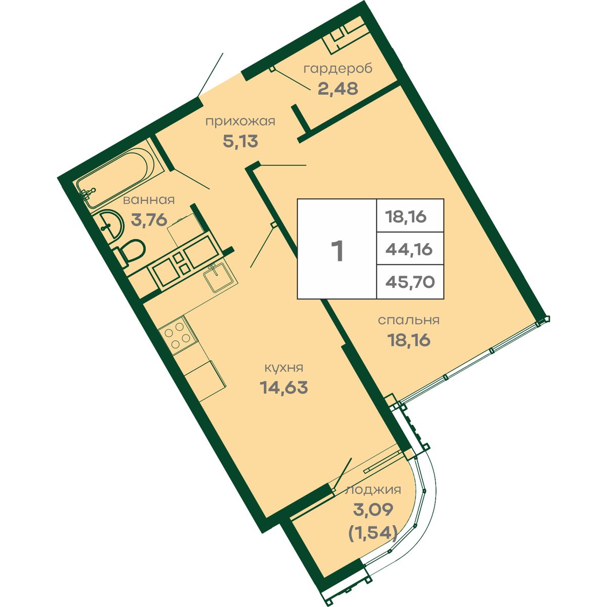 Планировка: Лот · 45,7 м²
