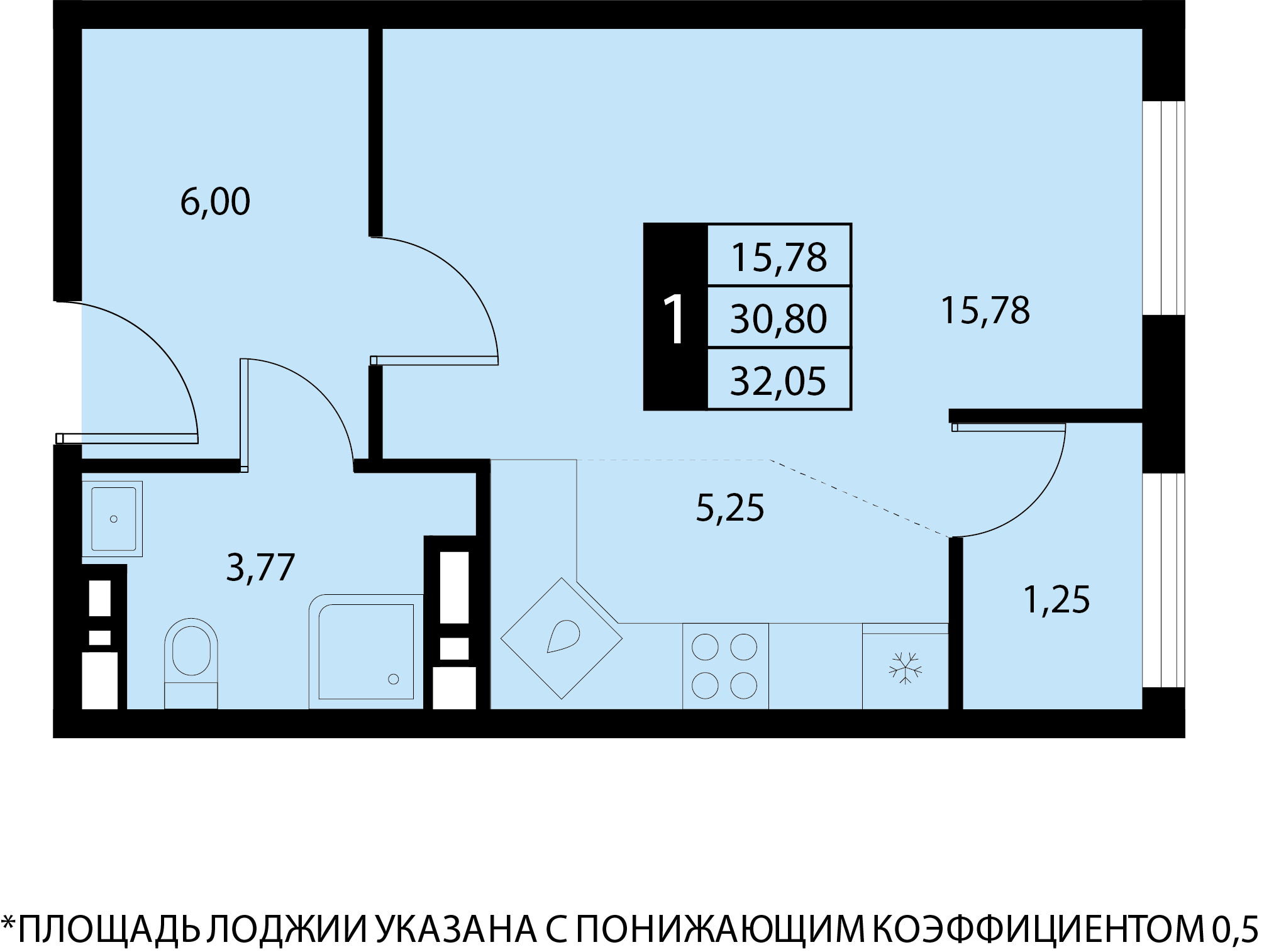 Планировка: Лот · 32,05 м²