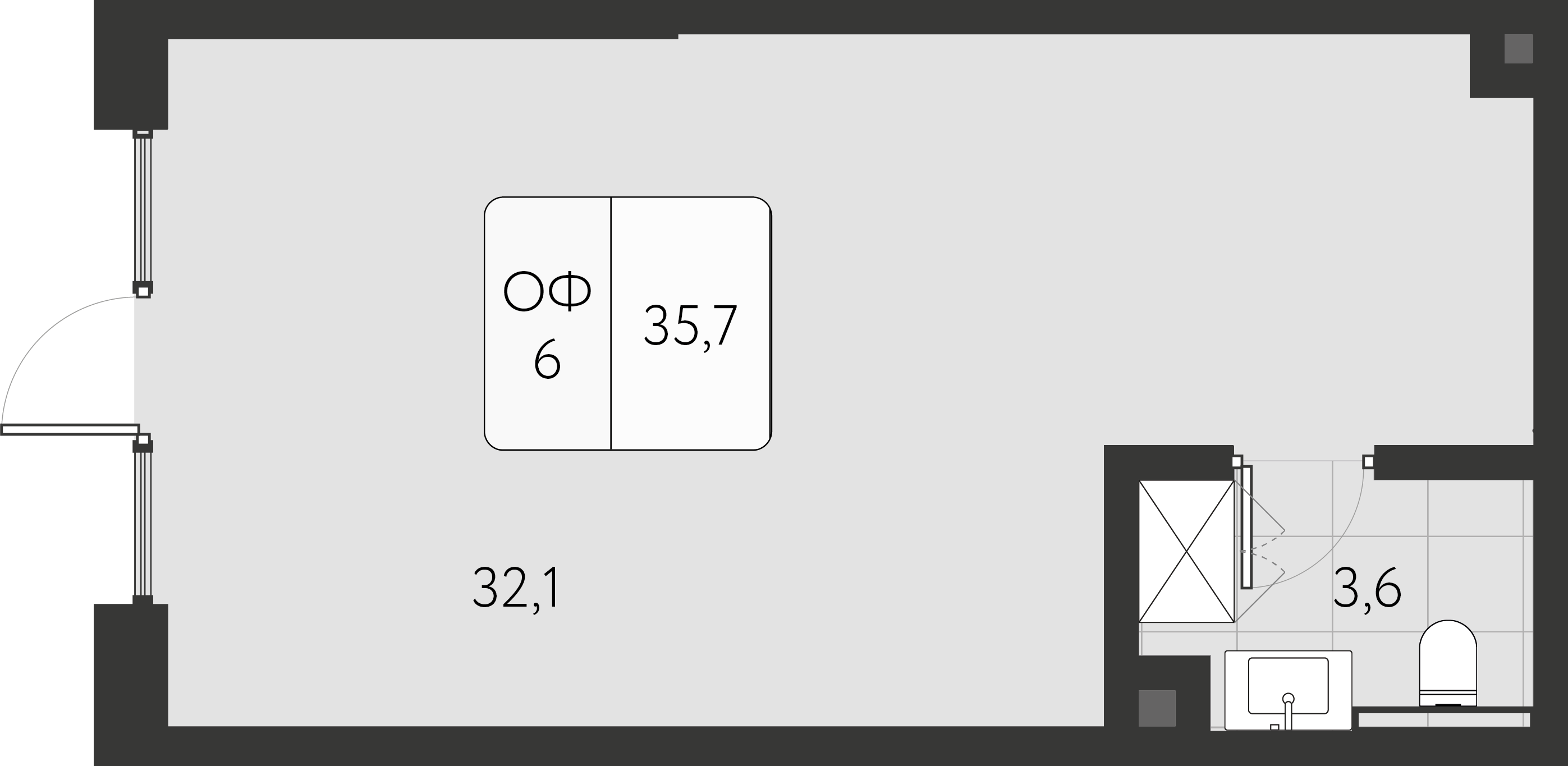 Планировка: Лот · 35,7 м²