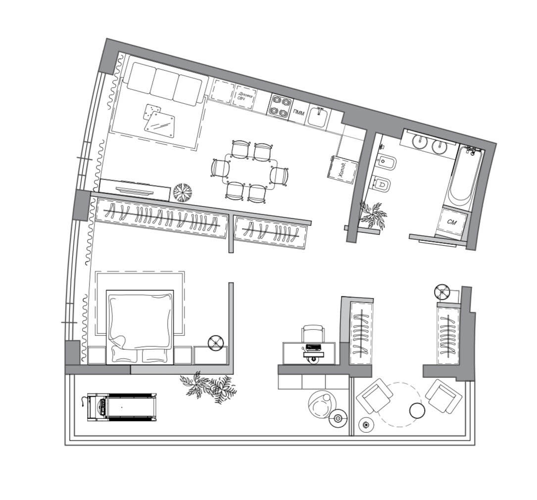 Планировка: Апартаменты · 91,2 м²
