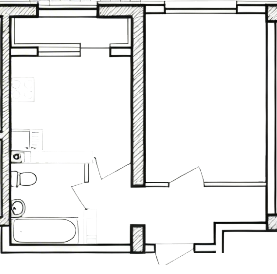 Планировка: 2-комнатная · 33,3 м²