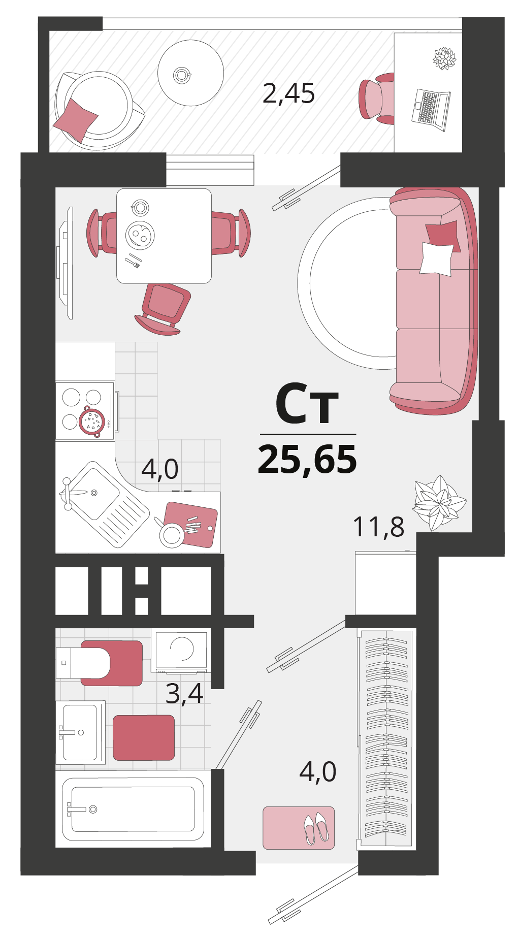 Планировка: Лот · 25,65 м²