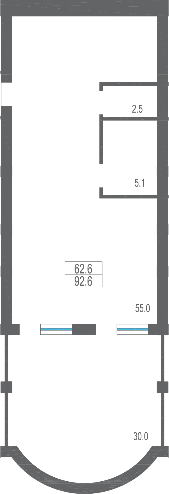 Планировка: Студия · 92,3 м²